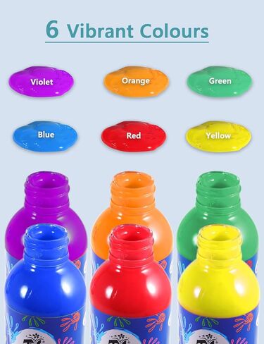 TBC The Best Crafts Finger Paint for Kids, Non-toxic, Washable Toddler Paint, 6 x 236ml Kids Art Set, Prefect Craft Paint For DIY Projects, School Painting Supplies in Kuwait