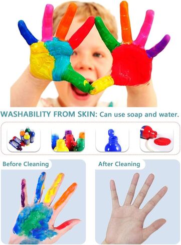 TBC The Best Crafts Finger Paint for Kids, Non-toxic, Washable Toddler Paint, 6 x 236ml Kids Art Set, Prefect Craft Paint For DIY Projects, School Painting Supplies in Kuwait