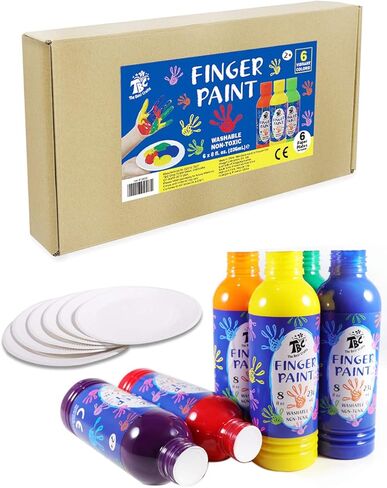 TBC The Best Crafts Finger Paint for Kids, Non-toxic, Washable Toddler Paint, 6 x 236ml Kids Art Set, Prefect Craft Paint For DIY Projects, School Painting Supplies in Kuwait