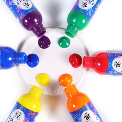 TBC The Best Crafts Finger Paint for Kids, Non-toxic, Washable Toddler Paint, 6 x 236ml Kids Art Set, Prefect Craft Paint For DIY Projects, School Painting Supplies in Kuwait