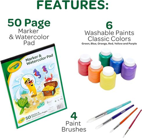 مجموعة طلاء كرايولا للأطفال، طلاء للأطفال قابل للغسل، مستلزمات حرفية، هدية للأطفال، للأعمار 3، 4، 5، 6، 7 [حصريًا لأمازون] in Kuwait
