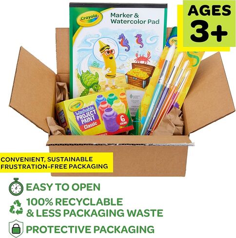 مجموعة طلاء كرايولا للأطفال، طلاء للأطفال قابل للغسل، مستلزمات حرفية، هدية للأطفال، للأعمار 3، 4، 5، 6، 7 [حصريًا لأمازون] in Kuwait
