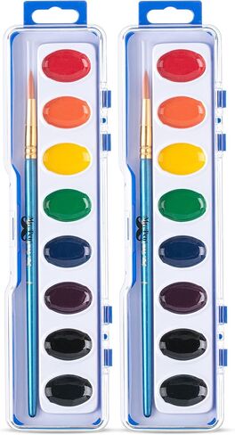 Mr. Pen- Washable Watercolors, 2 Pack, 8 Colors with Paint Brush, Watercolor Paint Set, Water Color Painting Kids, Watercolors for Kids and Adults, Kids Watercolor Paint Set, Watercolor Set Kids in Saudi Arabia