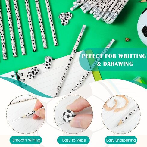 Tinlade 72 Pcs Sports Pencils and Erasers for Kids Fun Wooden Pencils for Kids Boys Sports Themed Birthday Party Favors Students Stationery Party School Office Supplies(Sports) in Saudi Arabia