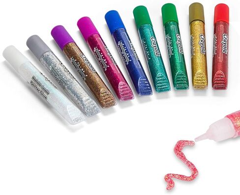 Crayola Washable Glitter Glue Pens, 9 Count, Colors may vary in Saudi Arabia