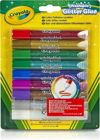 Crayola Washable Glitter Glue Pens, 9 Count, Colors may vary in Saudi Arabia