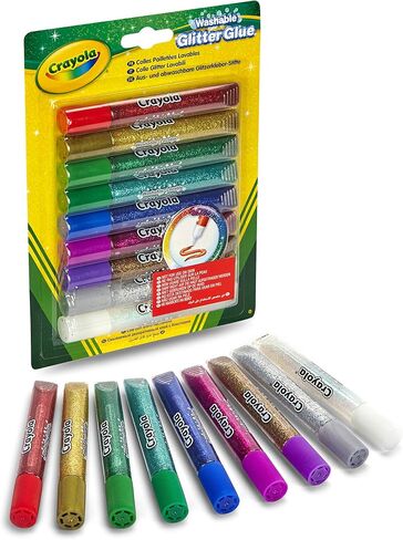 Crayola Washable Glitter Glue Pens, 9 Count, Colors may vary in Saudi Arabia