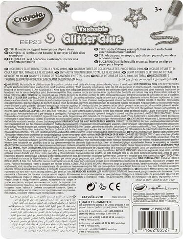 Crayola Washable Glitter Glue Pens, 9 Count, Colors may vary in Saudi Arabia