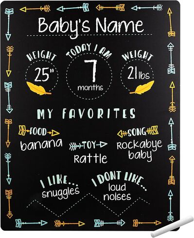 Tiny Idea’s Arrows Baby Milestone Chalkboard, Gender-Neutral Baby Photo Prop, Baby Décor Accessory, Black in Kuwait
