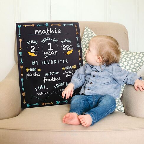 Tiny Idea’s Arrows Baby Milestone Chalkboard, Gender-Neutral Baby Photo Prop, Baby Décor Accessory, Black in Kuwait