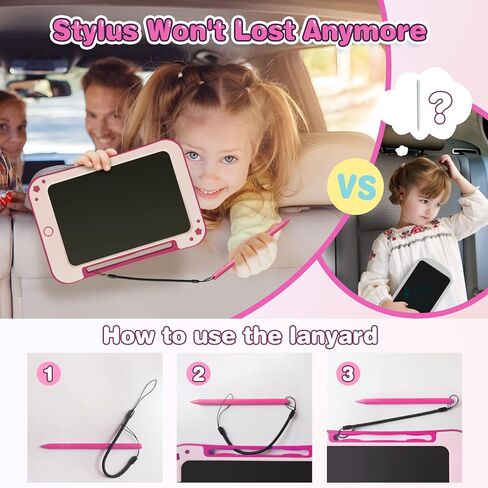 هدايا ألعاب الأطفال الصغار من TEKFUN - تابلت كتابة LCD مقاس 8.5 بوصة للأطفال مع ملصقات لوح رسم ملون، هدايا عيد ميلاد للأطفال ألعاب تعليمية لعمر 2 3 4 5 6 سنوات (وردي) in Kuwait