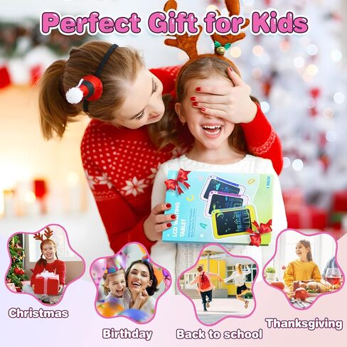 هدايا ألعاب الأطفال الصغار من TEKFUN - تابلت كتابة LCD مقاس 8.5 بوصة للأطفال مع ملصقات لوح رسم ملون، هدايا عيد ميلاد للأطفال ألعاب تعليمية لعمر 2 3 4 5 6 سنوات (وردي) in Kuwait