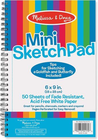 Melissa & Doug Mini Sketch Pad of Paper (6 x 9 inches) - 50 Sheets, 3-Pack - Kids Drawing Paper, Drawing And Coloring Pad For Kids, Art Paper For Kids in Saudi Arabia