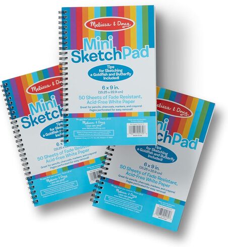 Melissa & Doug Mini Sketch Pad of Paper (6 x 9 inches) - 50 Sheets, 3-Pack - Kids Drawing Paper, Drawing And Coloring Pad For Kids, Art Paper For Kids in Saudi Arabia