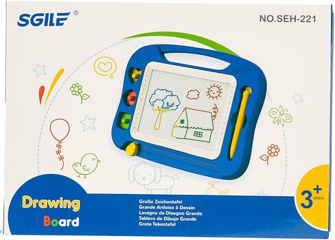 SGILE Magnetic Drawing Board for Kids, Colorful Erasable Doodle Board with Magnet Pen, Painting Sketch Pad with Three Stamps, Travel Toy, Birthday Gift, Educational Learning Toy for Toddlers, Blue in Saudi Arabia