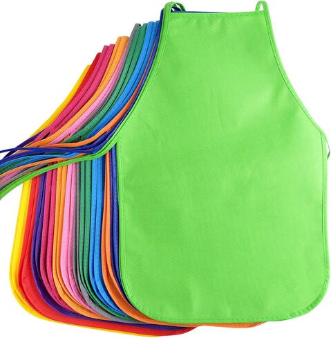 KUUQA 24 Pack 12 Colors Kids Art Aprons for Ages 3 to 7 Years,Children Painting Aprons Art Smocks for Craft, Kitchen, Classroom in Kuwait