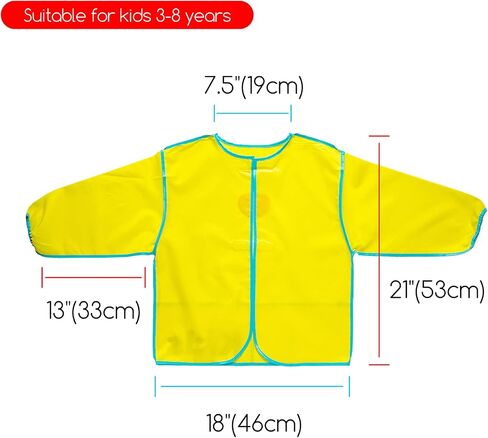 MEEDEN 2 Pack Kids Art Smock, Toddler Smock Aprons for Kids with Long Sleeve, Waterproof Kids Painting Aprons, Children Smock for Age 3-8 in Saudi Arabia