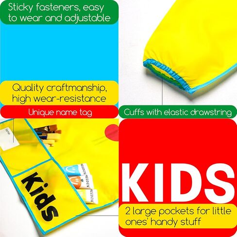 MEEDEN 2 Pack Kids Art Smock, Toddler Smock Aprons for Kids with Long Sleeve, Waterproof Kids Painting Aprons, Children Smock for Age 3-8 in Saudi Arabia