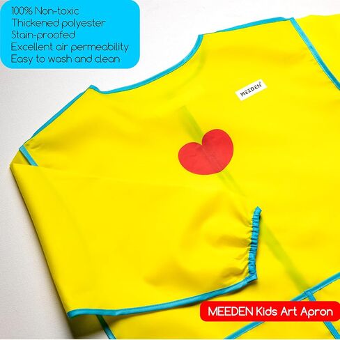MEEDEN 2 Pack Kids Art Smock, Toddler Smock Aprons for Kids with Long Sleeve, Waterproof Kids Painting Aprons, Children Smock for Age 3-8 in Saudi Arabia