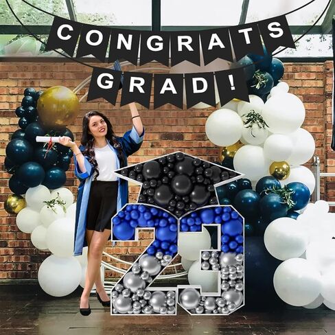 ZPISF 5FT ديكورات التخرج فئة 2023، 60 بوصة 2023 مجموعة إطار مقطوعة مسبقًا بأرقام سرادق، حروف مضيئة 23 مع قبعة تخرج لمرحلة ما قبل المدرسة الثانوية وديكور الحفلات الراقصة in Kuwait