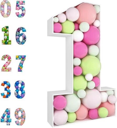 JoyBox Design 3FT Mosaic Balloon Frame Number 0 Marquee Light Up Numbers Pre-Cut Kit Thick Foam Board Decoration for Birthdays Anniversary Baby Shower… in Saudi Arabia