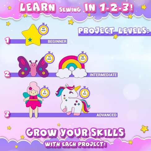 Beginner Sewing Kit for Kids - Arts & Unicorn Crafts Kits - My First Sewing Kit for Girls Ages 7-12 yrs - Kids Gifts Learn to Sew Magical Projects with Stuffed Animal Dolls, Instructions & Felt in Saudi Arabia