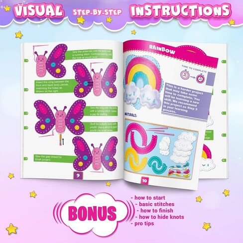 Beginner Sewing Kit for Kids - Arts & Unicorn Crafts Kits - My First Sewing Kit for Girls Ages 7-12 yrs - Kids Gifts Learn to Sew Magical Projects with Stuffed Animal Dolls, Instructions & Felt in Saudi Arabia