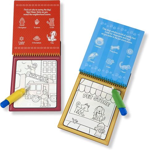 Melissa & Doug On the Go Water Wow! Reusable Water-Reveal Activity Pads, 2-pk, Vehicles, Animals - FSC Certified in Saudi Arabia