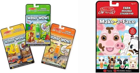 Melissa & Doug On the Go Water Wow! Reusable Water-Reveal Activity Pads, 2-pk, Vehicles, Animals - FSC Certified in Saudi Arabia