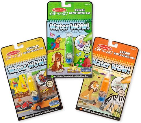 Melissa & Doug On the Go Water Wow! Reusable Water-Reveal Activity Pads, 2-pk, Vehicles, Animals - FSC Certified in Saudi Arabia