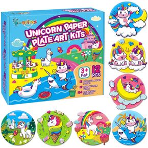 V-Opitos Arts and Crafts Kits for Kids, 12 Pack Simple Animal Paper Plate Crafts for Toddler Age of 2, 3, 4, 5 Years Old, Fun Preschool Classroom Activity Project for Boy & Girl