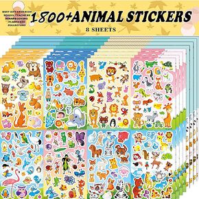 Sinceroduct Reward Sticker Book for Kids, 1300+PCS Glittery Stickers for Toddlers, Teacher Supplies for Classroom, Cute Animals Incentive Stickers for Kids, Motivational Stickers