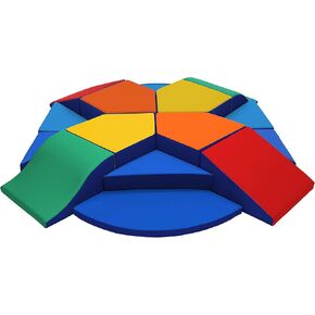 Factory Direct Partners 13680-CT SoftScape Super Fun Wall Climber، هيكل لعب نشط داخلي للأطفال الصغار والأطفال، سلالم إسفنجية ناعمة آمنة للزحف والتسلق المنزلق (8 قطع) - معاصر in Kuwait