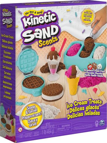 Kinetic Sand Scents, Ice Cream Treats Playset with 3 Colors of All-Natural Scented Play Sand and 6 Serving Tools, Sensory Toys for Kids Ages 3 and up in Saudi Arabia