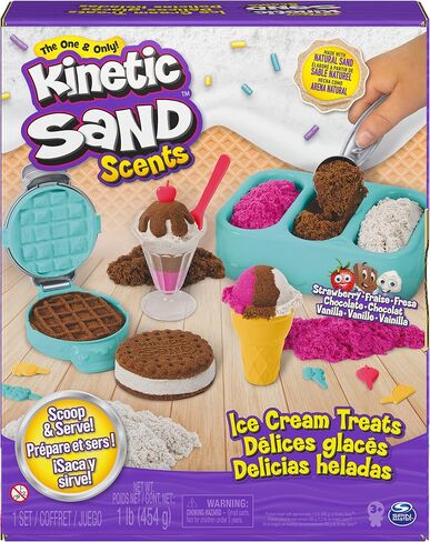 Kinetic Sand Scents, Ice Cream Treats Playset with 3 Colors of All-Natural Scented Play Sand and 6 Serving Tools, Sensory Toys for Kids Ages 3 and up in Saudi Arabia