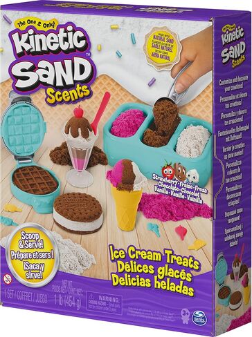 Kinetic Sand Scents, Ice Cream Treats Playset with 3 Colors of All-Natural Scented Play Sand and 6 Serving Tools, Sensory Toys for Kids Ages 3 and up in Saudi Arabia