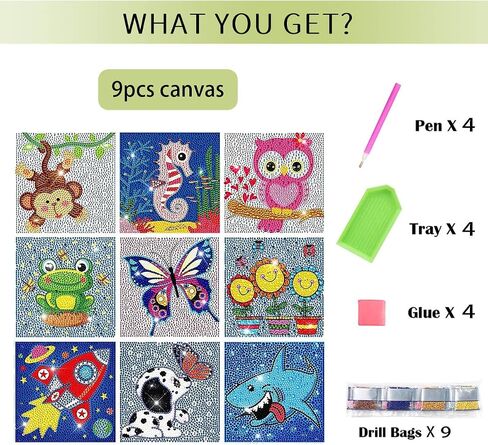HUBENDMC Diamond Painting Kits for Kids,6 Pack Gem Art for Kids, Easy Diamond Art for Beginner,Small Diamond Dots Crafts for Girls-6x6 inch in Saudi Arabia