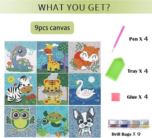 HUBENDMC Diamond Painting Kits for Kids,6 Pack Gem Art for Kids, Easy Diamond Art for Beginner,Small Diamond Dots Crafts for Girls-6x6 inch in Saudi Arabia
