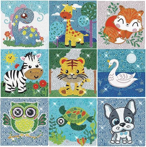 HUBENDMC Diamond Painting Kits for Kids,6 Pack Gem Art for Kids, Easy Diamond Art for Beginner,Small Diamond Dots Crafts for Girls-6x6 inch in Saudi Arabia