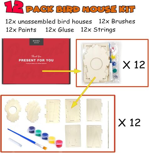 hapray 4 Pack Bird House Craft Kit, DIY Birdhouse for Kids to Build & Paint in Kuwait