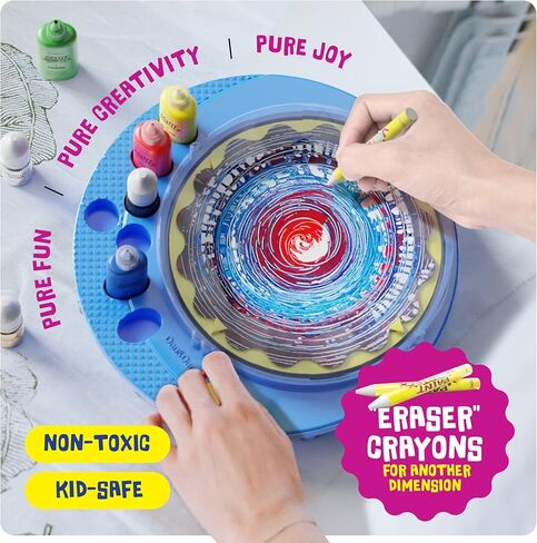 مجموعة أدوات Spin Art - مركز محطة الطلاء الحلزوني - ألعاب الفنون والحرف اليدوية للأطفال للفتيات والفتيان من جميع الأعمار - هدايا رائعة للفتيات - محطة عمل يدوية دوارة بمحرك - أفكار هدايا للأطفال in Kuwait
