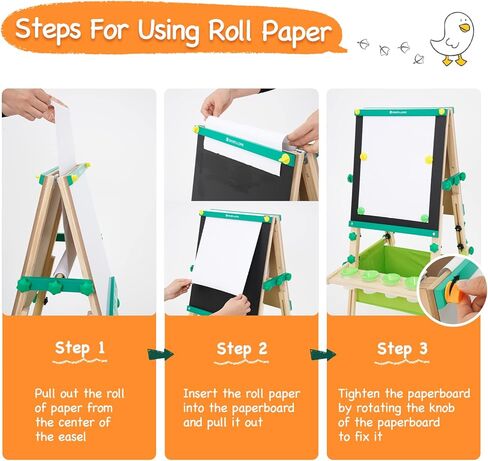 حامل فني قائم على الوجهين مع لوح طباشير قابل للمسح الجاف، حامل بارتفاع قابل للتعديل، تصميم بدون حدود، حامل رسم خشبي للاطفال مع لفة ورقية لهدايا عيد الميلاد والعطلات in Kuwait