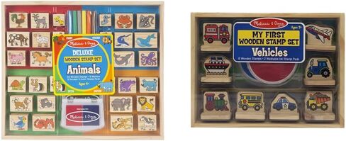 Melissa & Doug Deluxe Wooden Stamp and Coloring Set – Fairy Tale (30 Stamps, 6 Markers, 2 Durable 2-Color Pads) - Fairy Tale-Themed Stamps For Kids Activity Set in Saudi Arabia