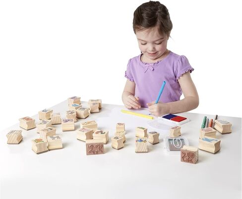 Melissa & Doug Deluxe Wooden Stamp and Coloring Set – Fairy Tale (30 Stamps, 6 Markers, 2 Durable 2-Color Pads) - Fairy Tale-Themed Stamps For Kids Activity Set in Saudi Arabia