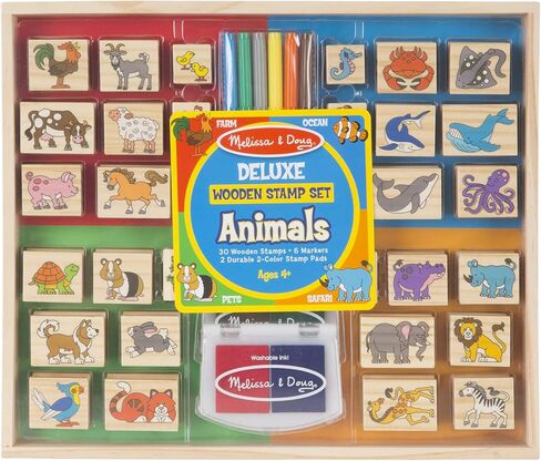 Melissa & Doug Deluxe Wooden Stamp and Coloring Set – Fairy Tale (30 Stamps, 6 Markers, 2 Durable 2-Color Pads) - Fairy Tale-Themed Stamps For Kids Activity Set in Saudi Arabia