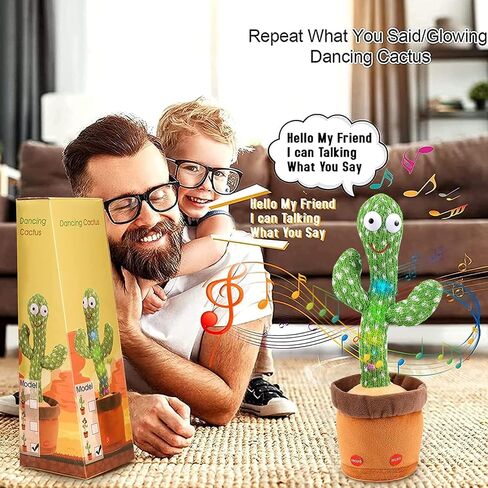 ألعاب أطفال من Emoin Dancing Cactus من 6 إلى 12 شهرًا، ألعاب الصبار الناطق تكرر ما تقوله ألعاب الأطفال الصغار، لعبة محاكاة الصبار الراقص مع LED الإنجليزية تغني وتتحدث 15 ثانية مسجل صوت ألعاب موسيقية in Saudi Arabia