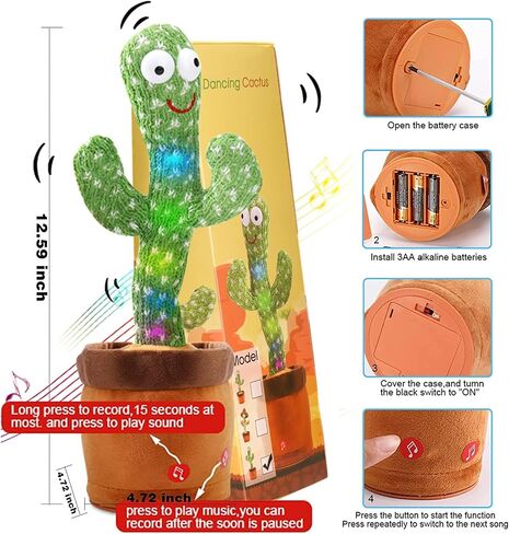 ألعاب أطفال من Emoin Dancing Cactus من 6 إلى 12 شهرًا، ألعاب الصبار الناطق تكرر ما تقوله ألعاب الأطفال الصغار، لعبة محاكاة الصبار الراقص مع LED الإنجليزية تغني وتتحدث 15 ثانية مسجل صوت ألعاب موسيقية in Saudi Arabia