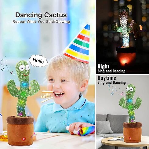 ألعاب أطفال من Emoin Dancing Cactus من 6 إلى 12 شهرًا، ألعاب الصبار الناطق تكرر ما تقوله ألعاب الأطفال الصغار، لعبة محاكاة الصبار الراقص مع LED الإنجليزية تغني وتتحدث 15 ثانية مسجل صوت ألعاب موسيقية in Saudi Arabia