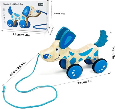 qodoflr سحب لعبة الكلب للأطفال الصغار 1-3 طفل سحب لعبة الخشب طفل صغير لعبة سحب خشبية لعبة سحب على طول الخشب لعبة سحب الكلب لعبة للأطفال الصغار الجذعية دفع وسحب اللعب للأطفال الصغار 1-3 in Kuwait