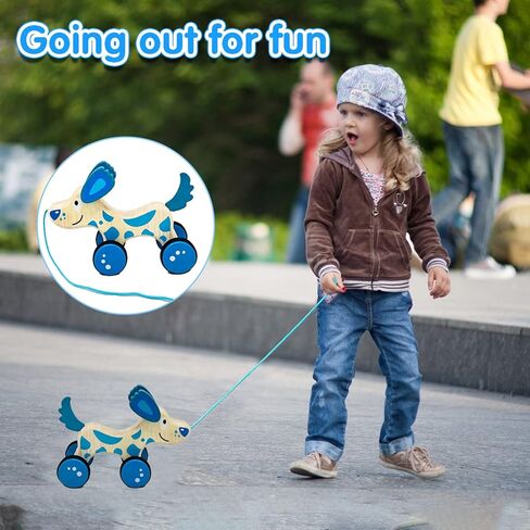 qodoflr سحب لعبة الكلب للأطفال الصغار 1-3 طفل سحب لعبة الخشب طفل صغير لعبة سحب خشبية لعبة سحب على طول الخشب لعبة سحب الكلب لعبة للأطفال الصغار الجذعية دفع وسحب اللعب للأطفال الصغار 1-3 in Kuwait